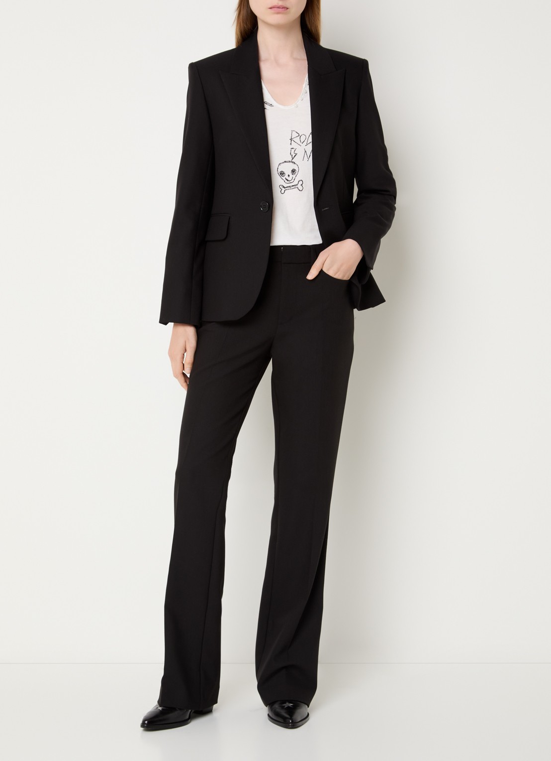 Zadig&Voltaire Vavy blazer met schoudervulling en backprint - voorkant 4 zwart