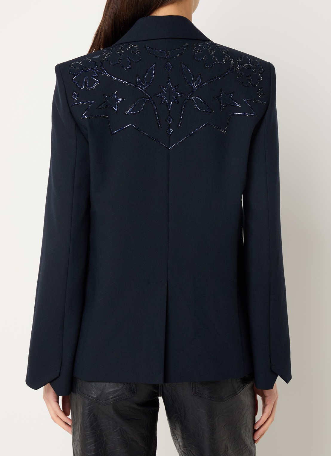 Zadig&Voltaire Vavy blazer met schoudervulling en klepzakken  - achterkant donkerblauw
