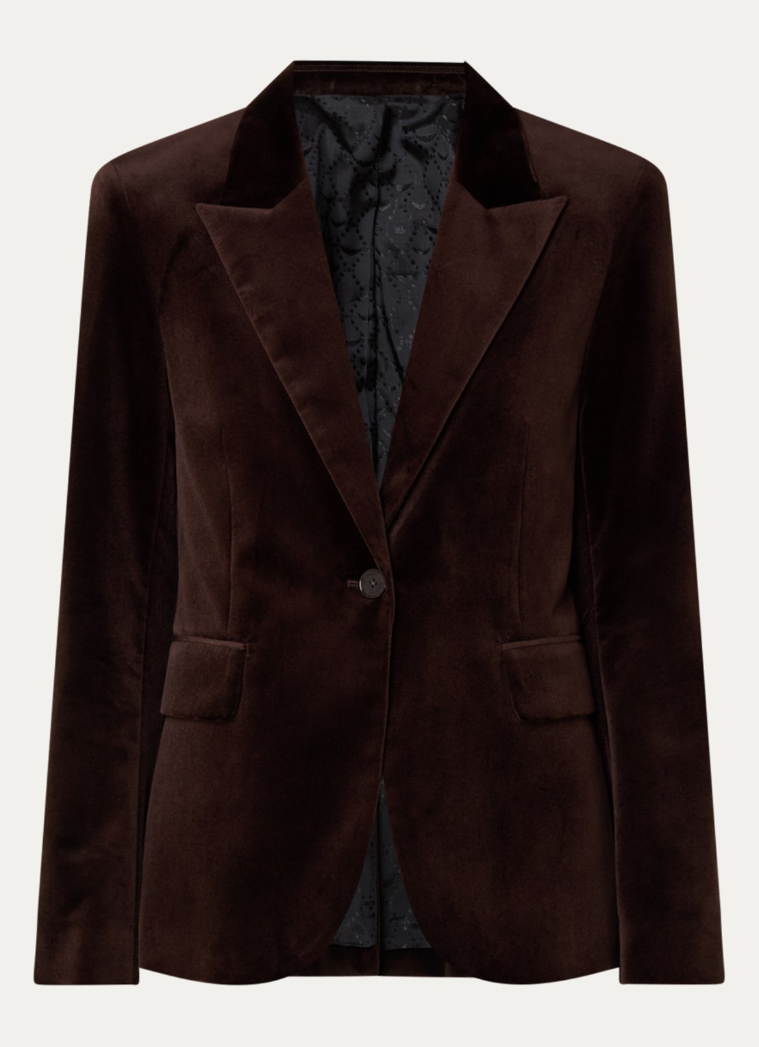 Zadig&Voltaire Vavy blazer van fluweel met klepzakken - voorkant donkerbruin