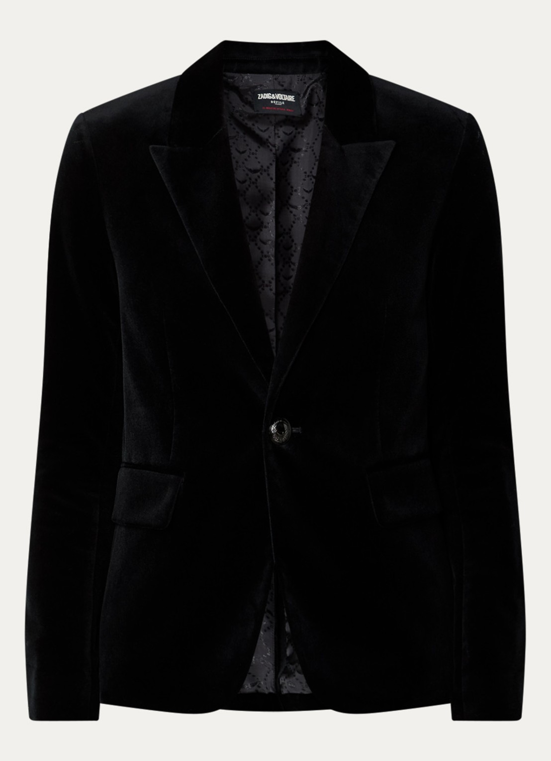 Zadig&Voltaire Vavy blazer van fluweel met klepzakken - voorkant zwart