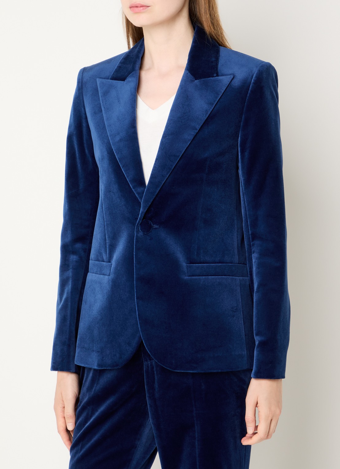 Zadig&Voltaire Vavy blazer van fluweel met paspelzakken - detail 3 royalblauw