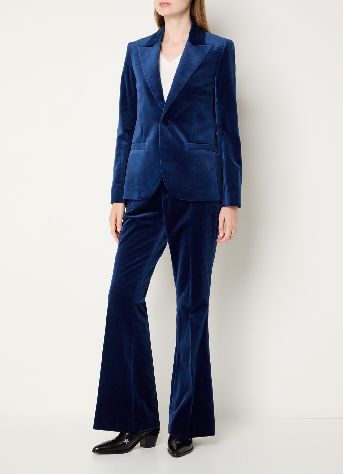 Zadig&Voltaire Vavy blazer van fluweel met paspelzakken - voorkant 2 royalblauw