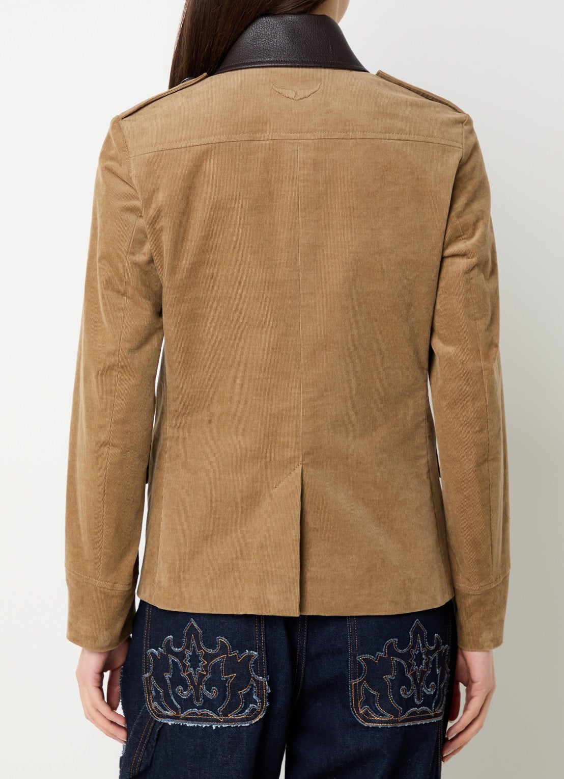 Zadig&Voltaire Veram jack van corduroy met logo borduring - achterkant 3 camel