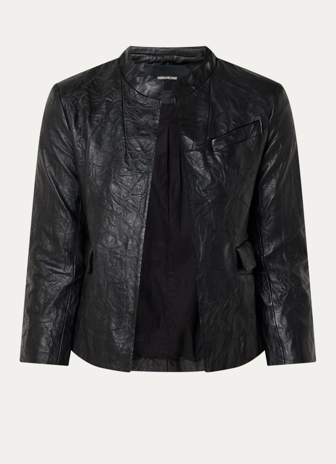 Zadig&Voltaire Veryn jack van lamsleer - voorkant 2 zwart