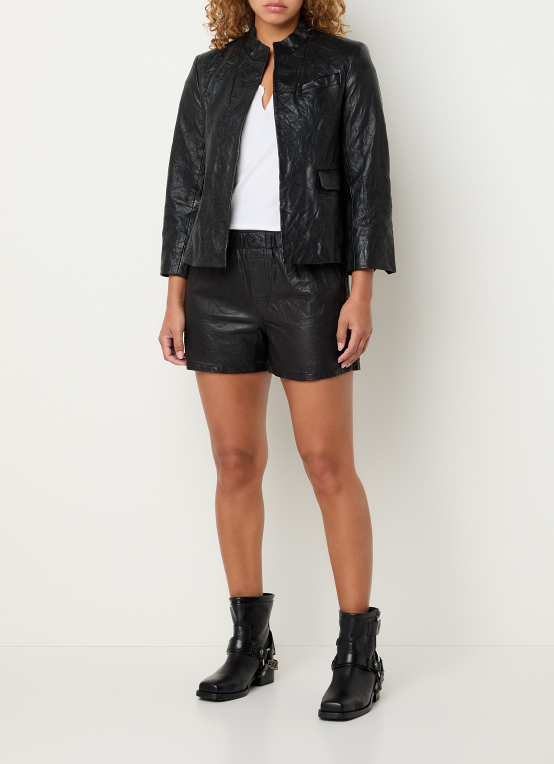 Zadig&Voltaire Veryn jack van lamsleer - voorkant 3 zwart
