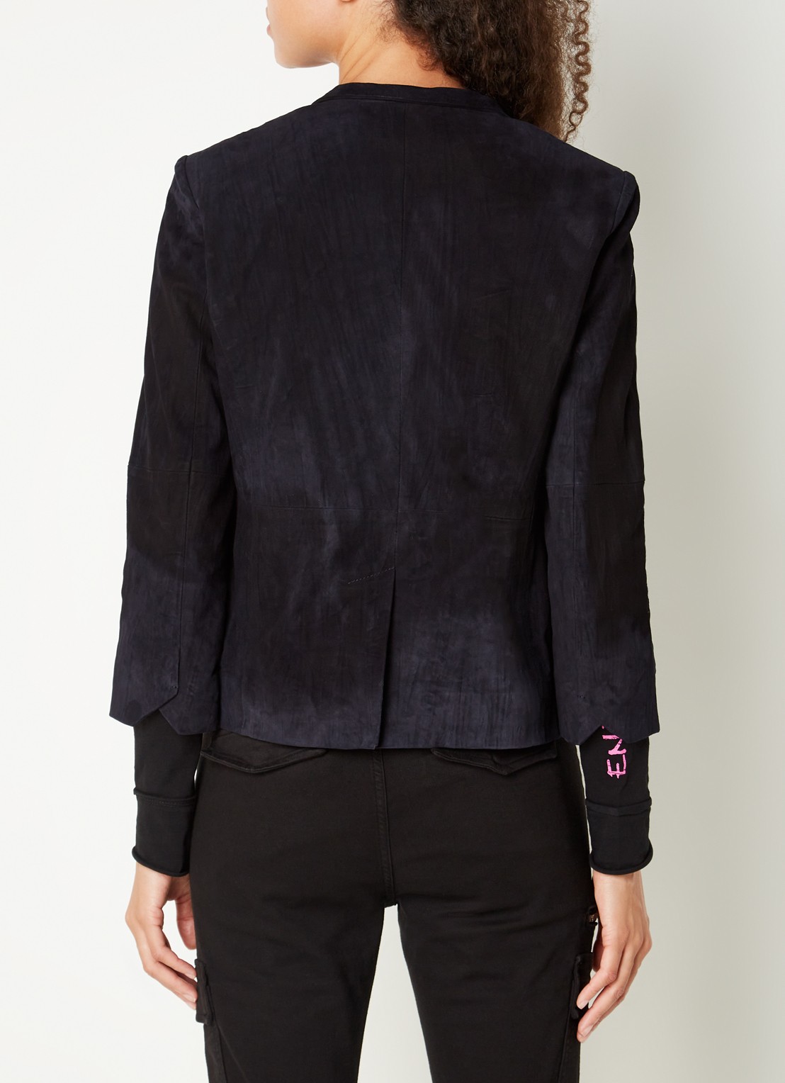 Zadig&Voltaire Verys blazer van geitensuéde met klepzakken - achterkant 3 donkerblauw