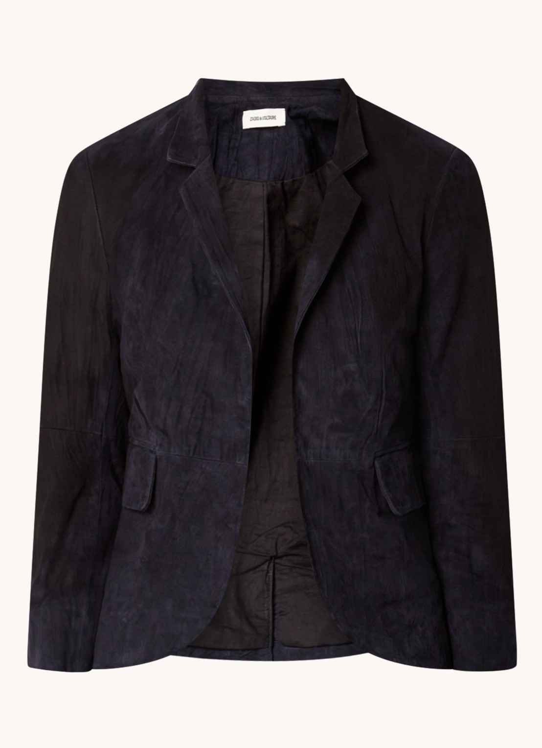 Zadig&Voltaire Verys blazer van geitensuéde met klepzakken - voorkant donkerblauw