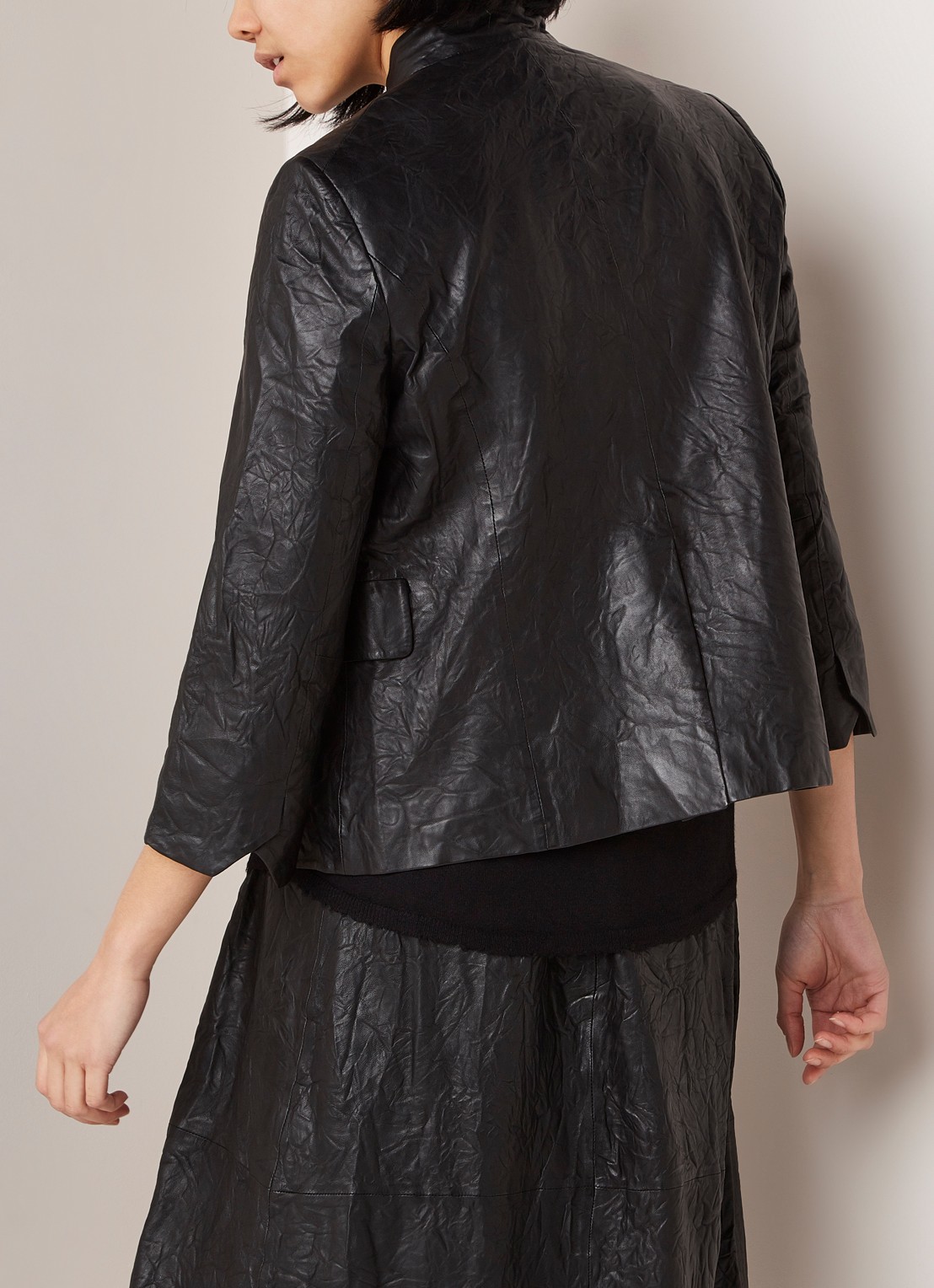Zadig&Voltaire Verys blazer van lamsleer met kreukeffect - achterkant 4 zwart