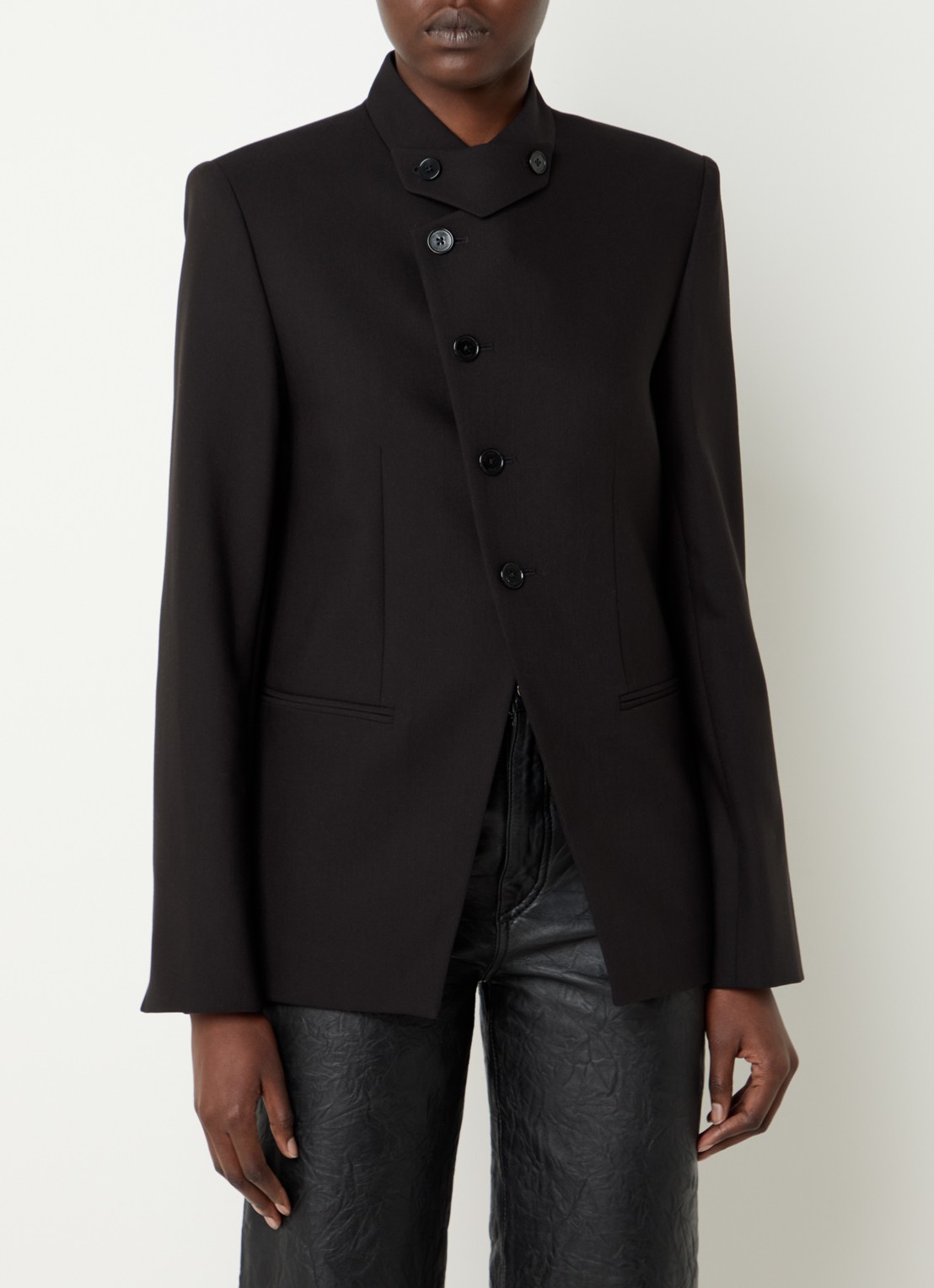 Zadig&Voltaire Verysa blazer met strass en asymmetrische hals - detail zwart