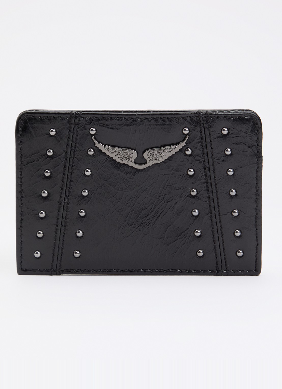 Zadig&Voltaire Vintage pasjeshouder van leer met studs - voorkant zwart