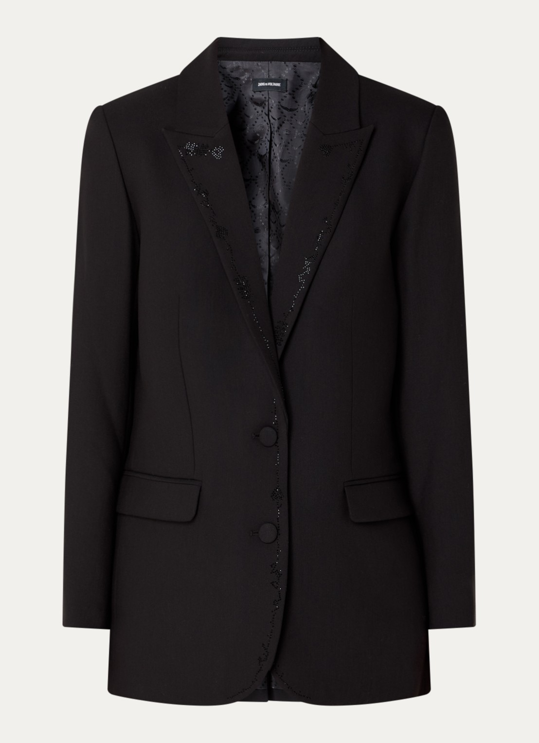 Zadig&Voltaire Viva blazer met klepzakken en strass - voorkant 3 zwart