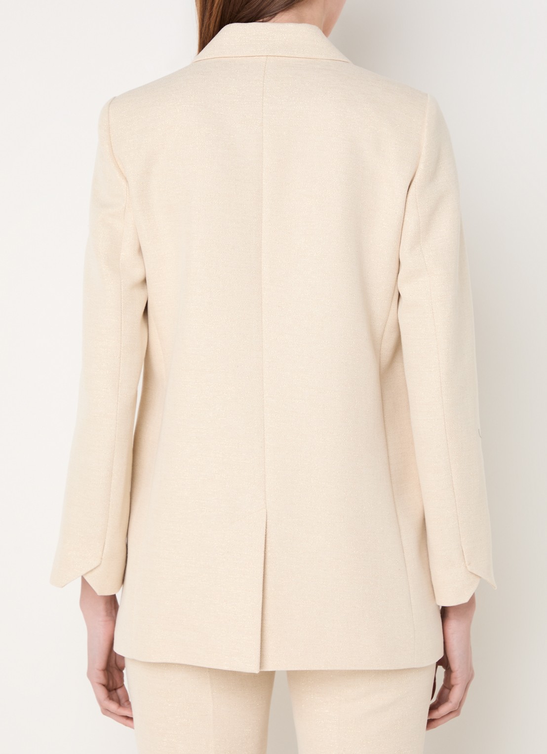 Zadig&Voltaire Viva single-breasted blazer met schoudervulling en lurex - achterkant vanillegeel