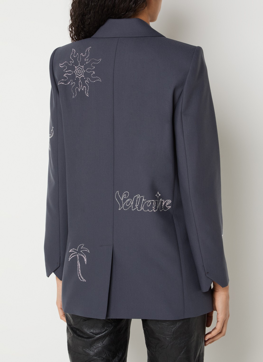 Zadig&Voltaire Vival blazer met strass en klepzakken - achterkant 4 antraciet