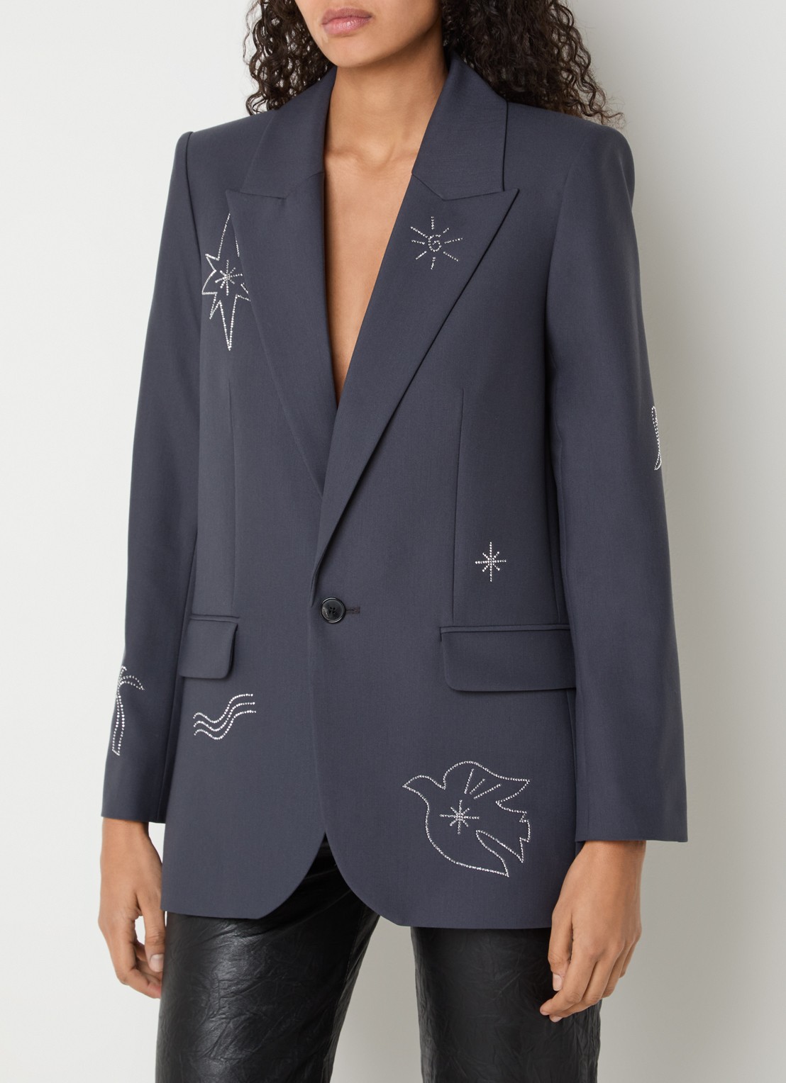 Zadig&Voltaire Vival blazer met strass en klepzakken - detail antraciet