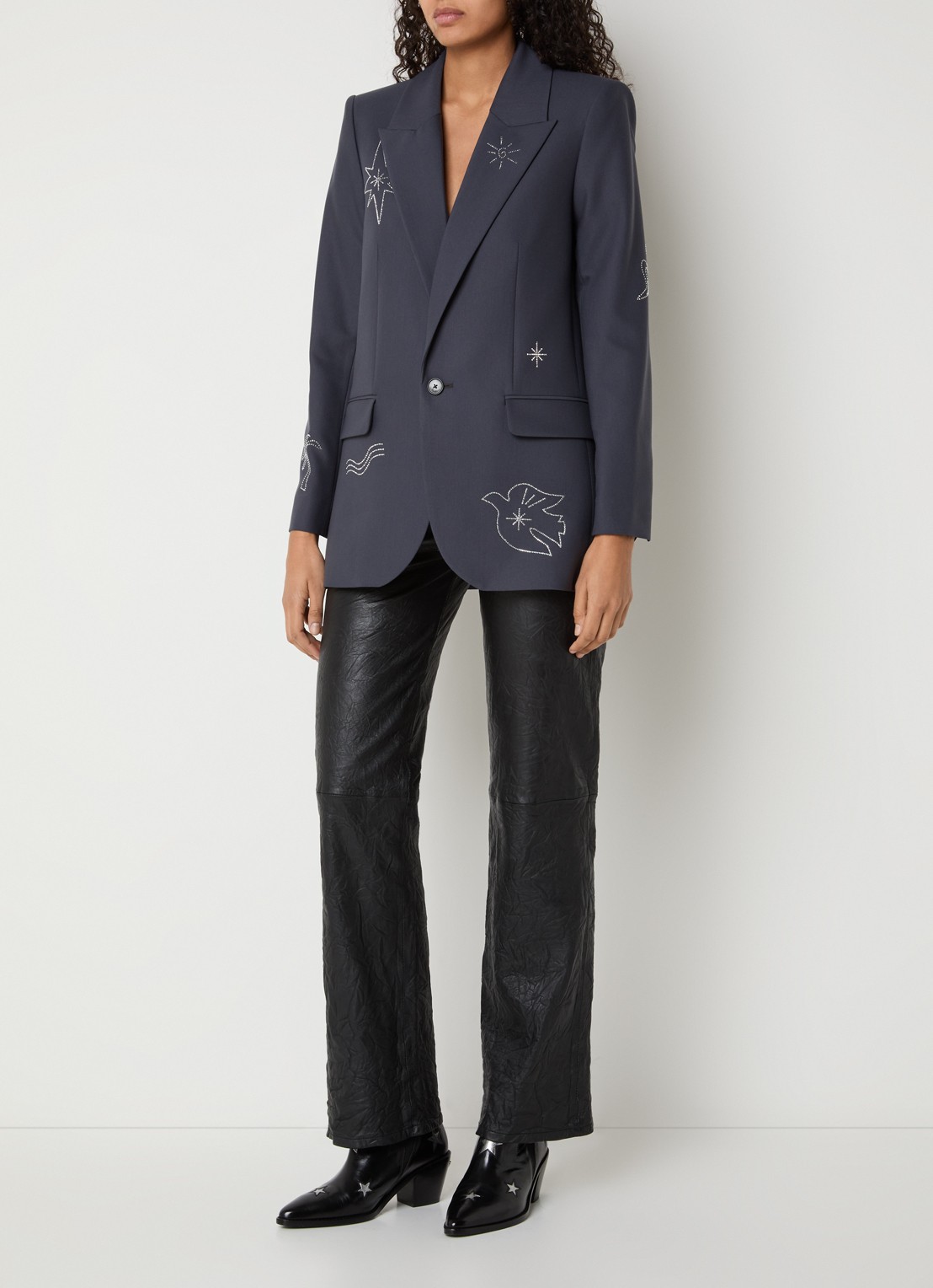 Zadig&Voltaire Vival blazer met strass en klepzakken - voorkant 3 antraciet