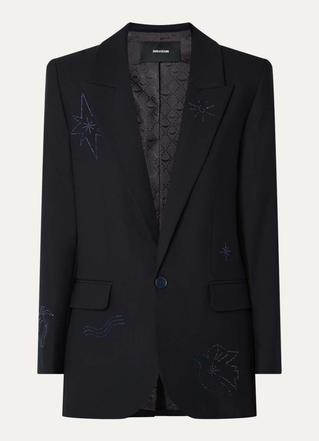 Zadig&Voltaire Vival blazer met strass en klepzakken - voorkant 3 donkerblauw