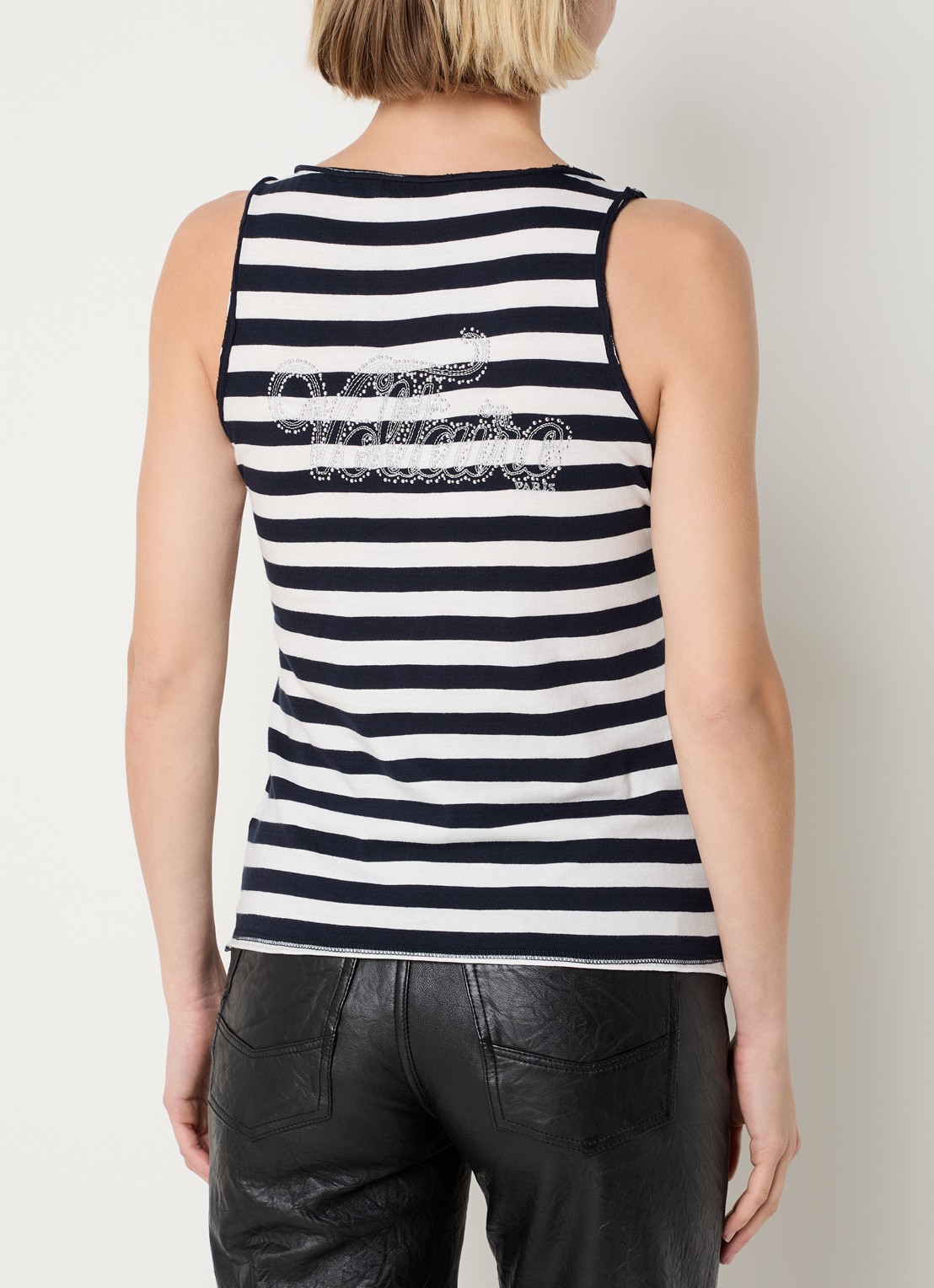 Zadig&Voltaire Voltaire tanktop met streepprint - achterkant 2 donkerblauw