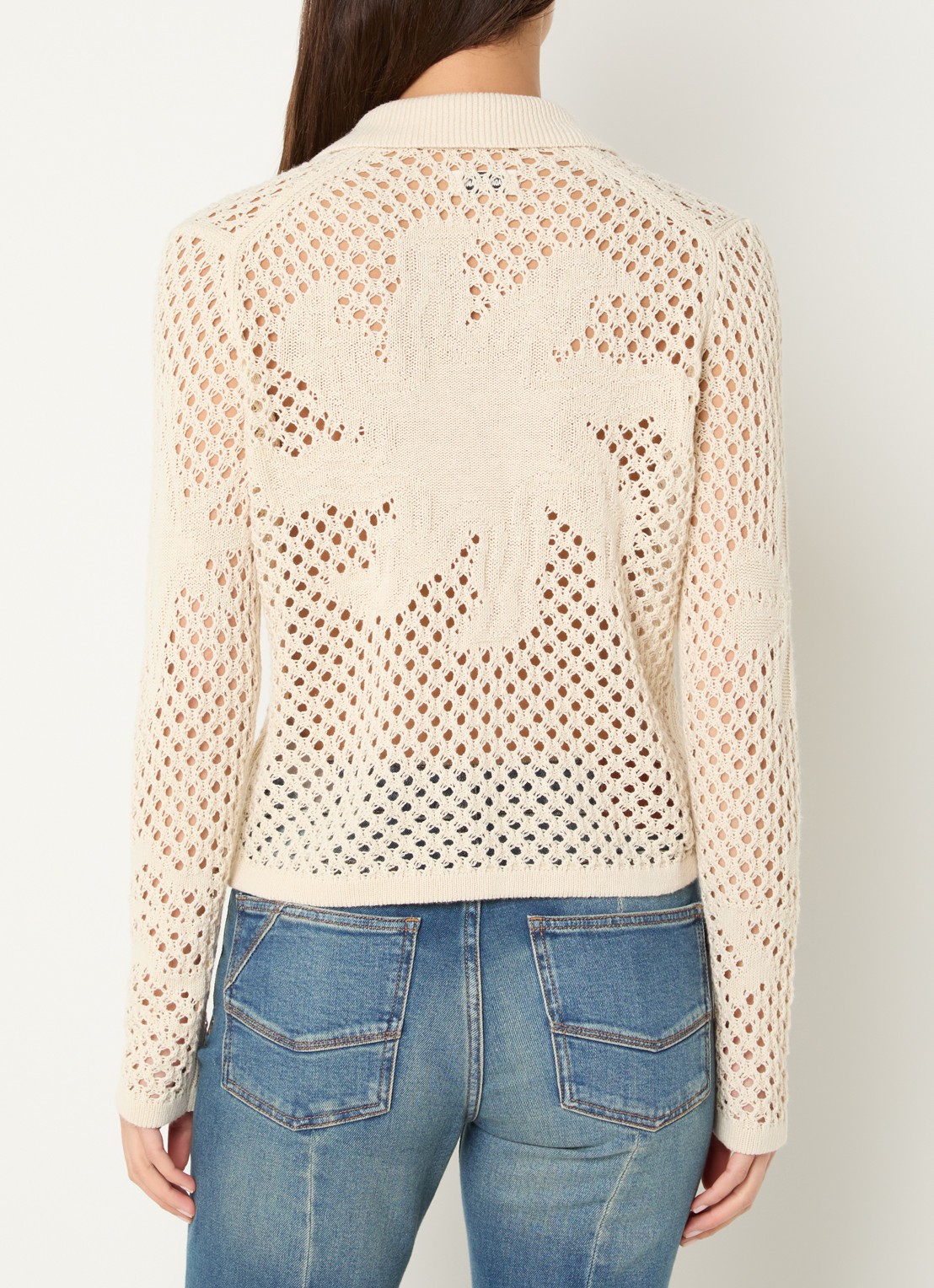 Zadig&Voltaire Voltyz blouse met opengewerkt dessin - achterkant beige