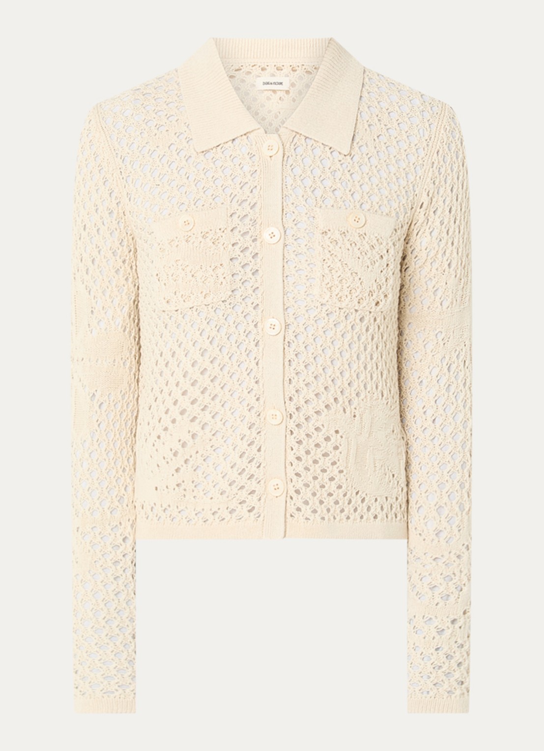 Zadig&Voltaire Voltyz blouse met opengewerkt dessin - voorkant 2 beige