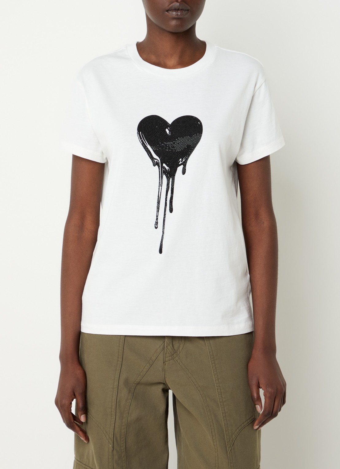 Zadig&Voltaire Walk HC T-shirt met strass - detail 2 wit