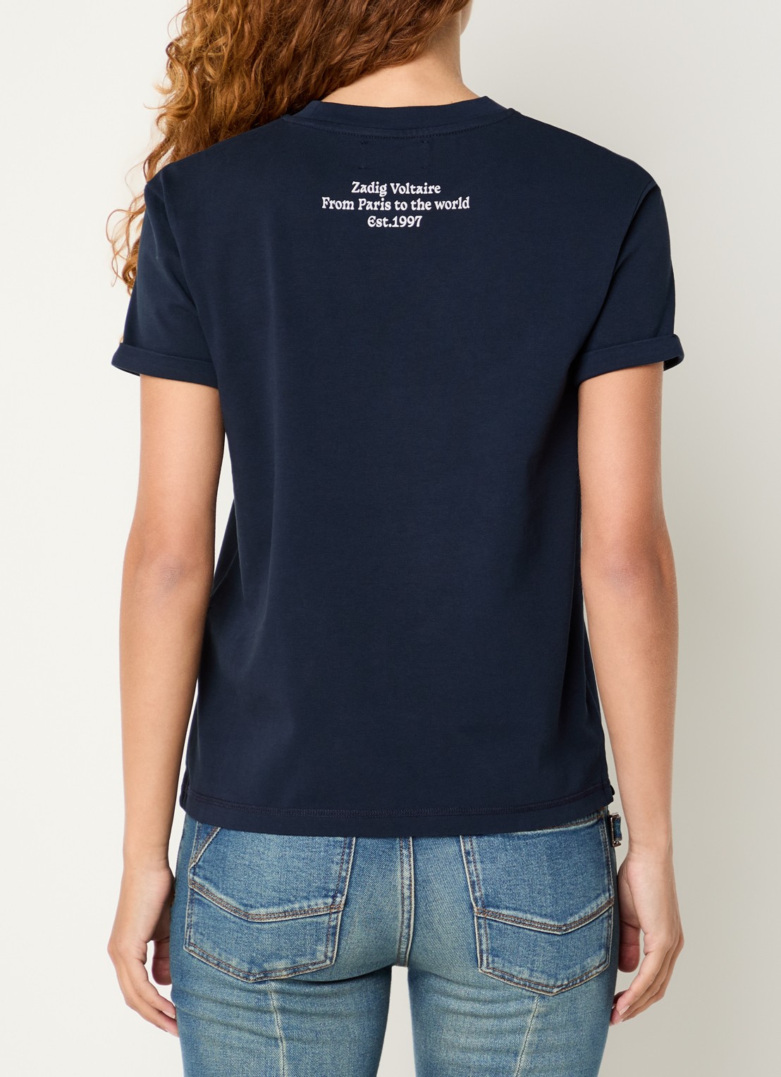 Zadig&Voltaire Walko T-shirt met logoprint en strass - achterkant donkerblauw