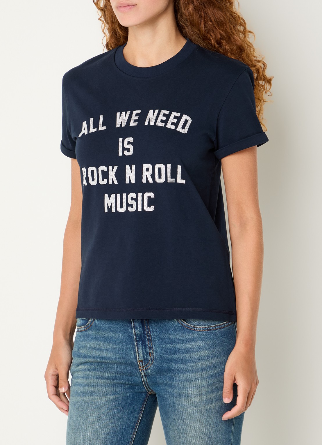 Zadig&Voltaire Walko T-shirt met logoprint en strass - detail 4 donkerblauw