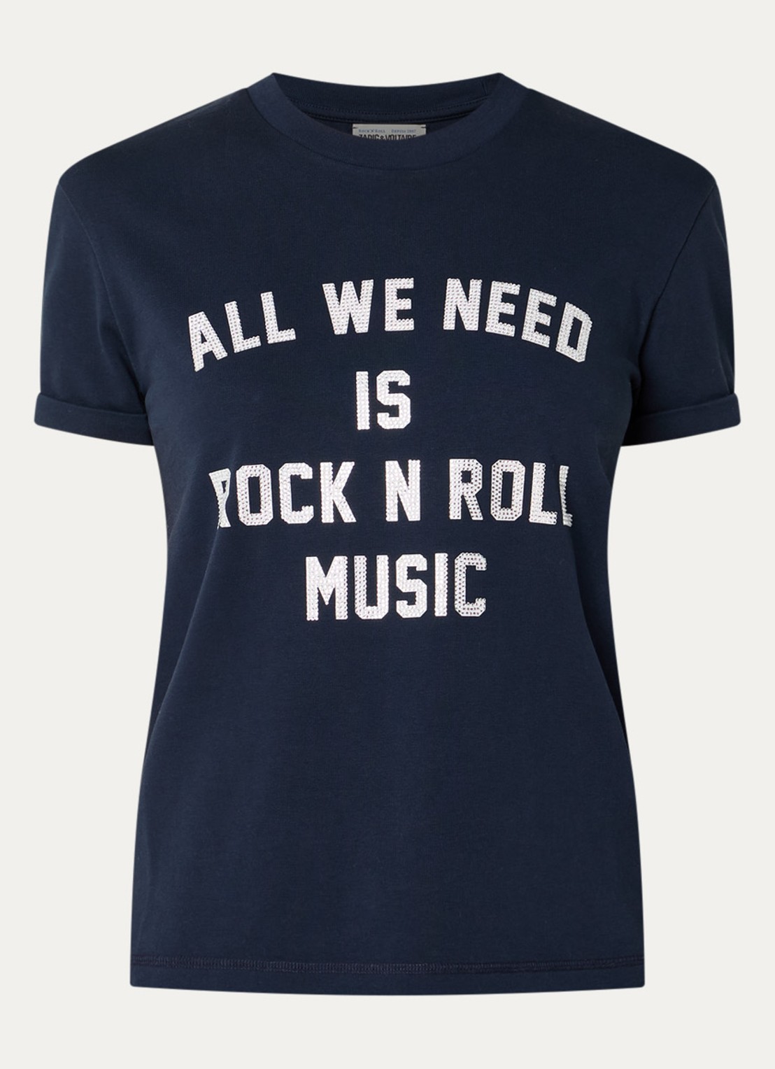 Zadig&Voltaire Walko T-shirt met logoprint en strass - voorkant 2 donkerblauw