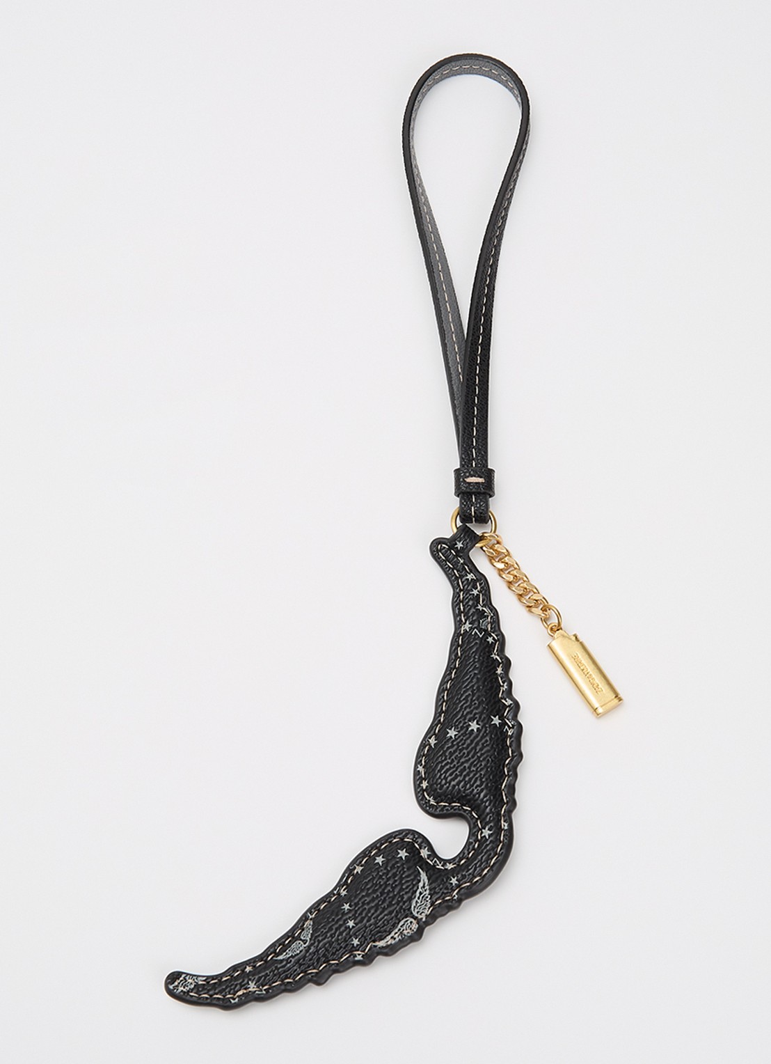 Zadig&Voltaire Wings tasbedel van leer - voorkant zwart