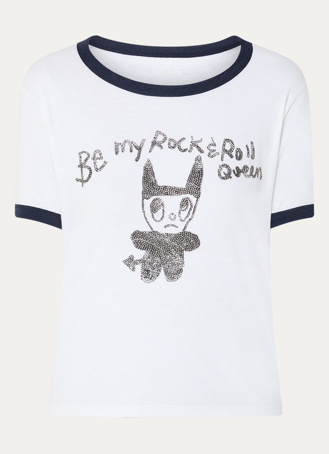 Zadig&Voltaire Woos T-shirt in linnenblend met strass - voorkant 3 wit