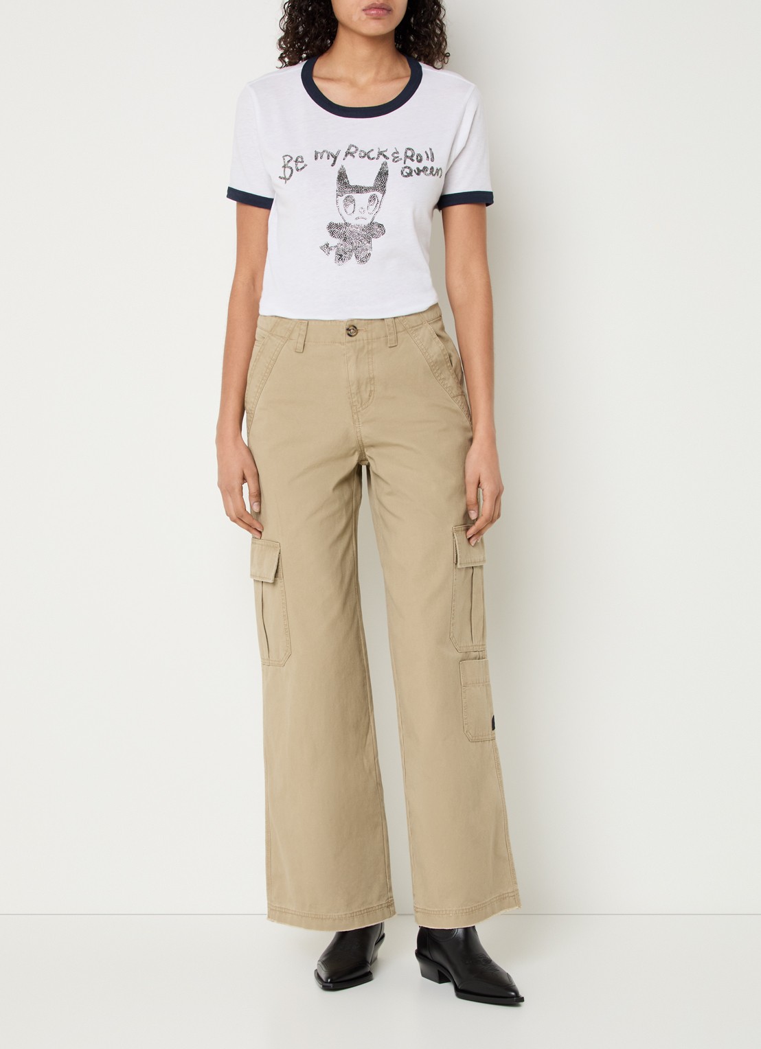 Zadig&Voltaire Woos T-shirt in linnenblend met strass - voorkant 4 wit