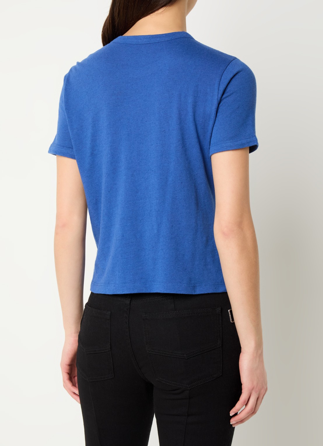 Zadig&Voltaire Woos T-shirt in linnenblend met strass - achterkant kobaltblauw