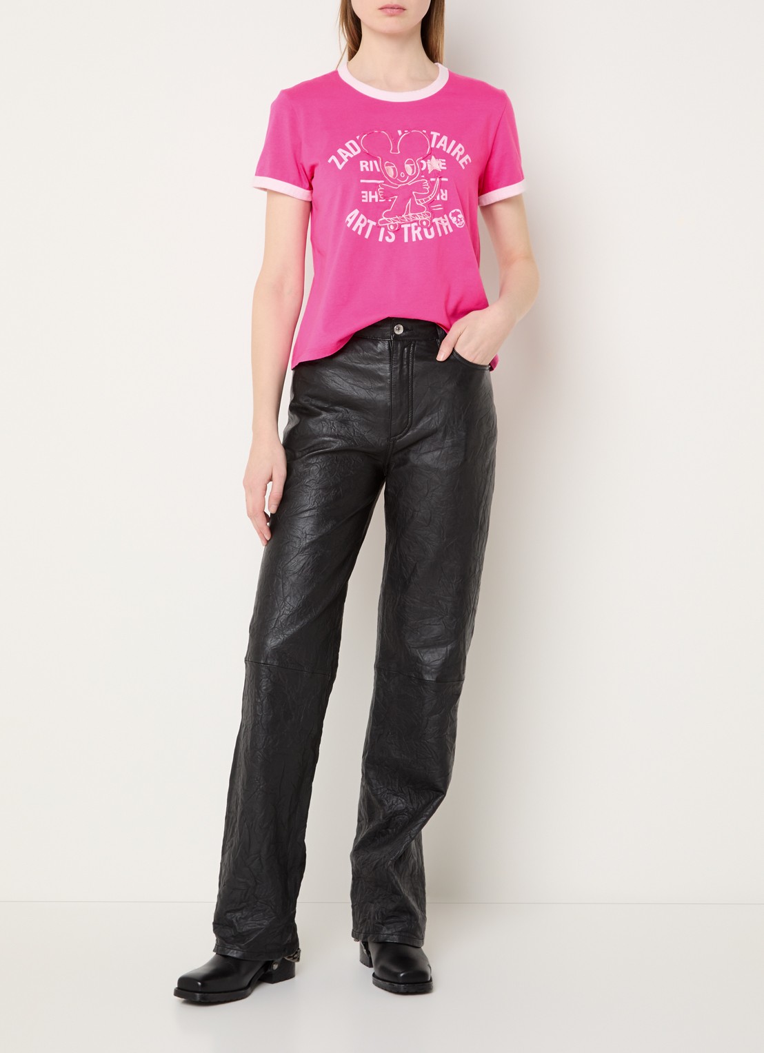 Zadig&Voltaire Woos T-shirt met logoprint en borduring - voorkant 3 roze