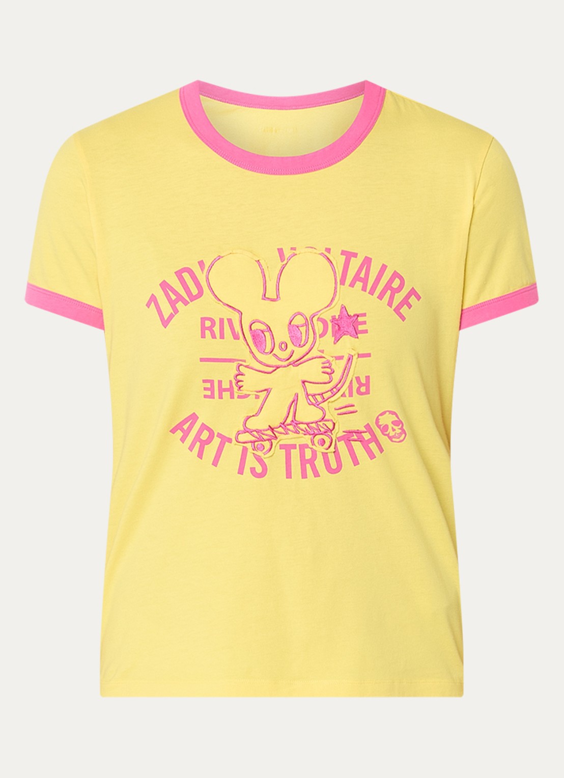 Zadig&Voltaire Woos T-shirt met logoprint en borduring - voorkant 2 geel