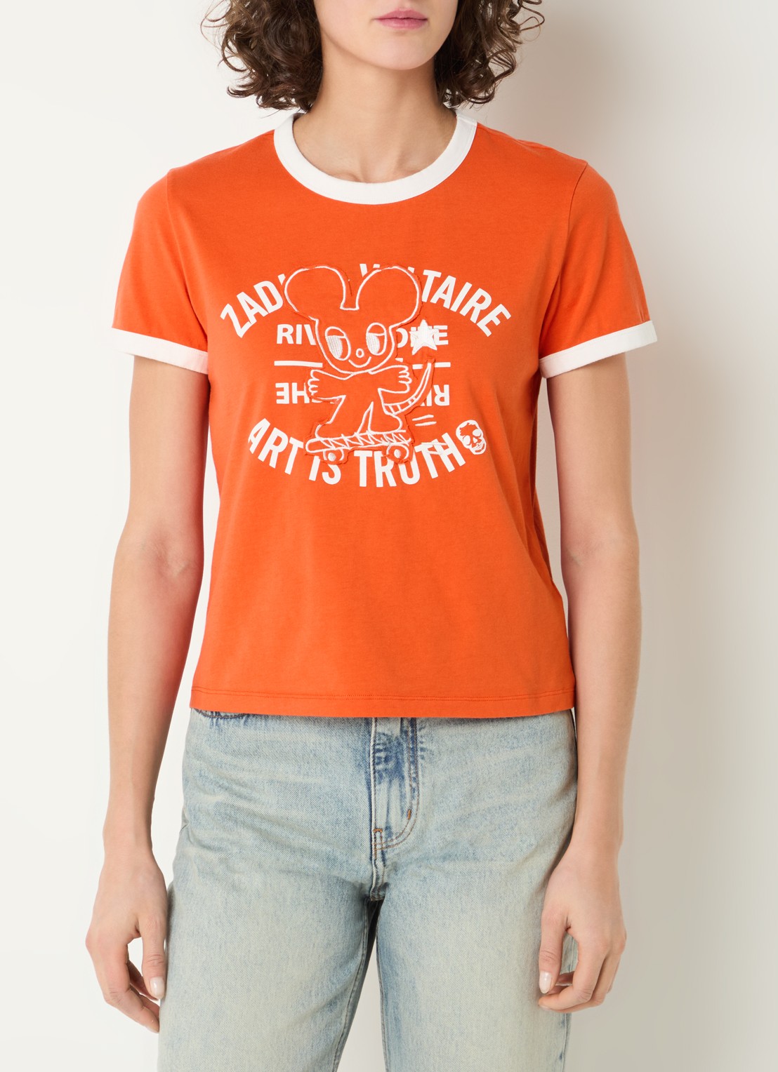 Zadig&Voltaire Woos T-shirt met logoprint en borduring - detail 4 orange