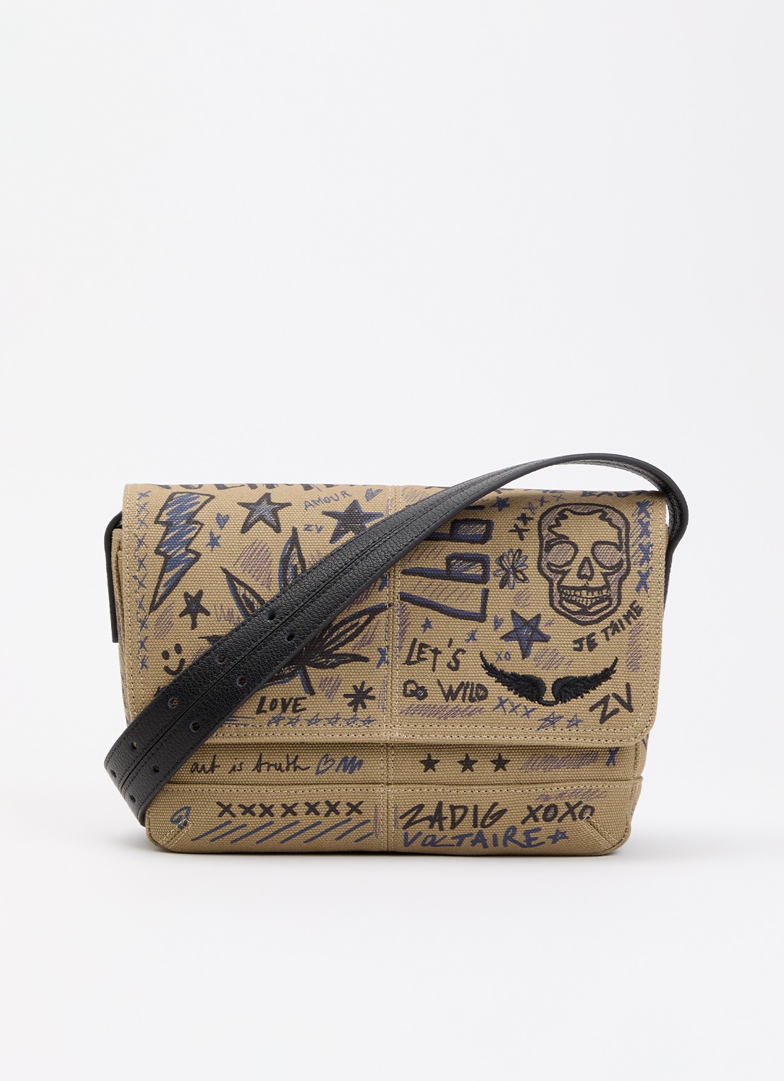 Zadig&Voltaire Z Camp Satchel schoudertas van canvas - voorkant khaki