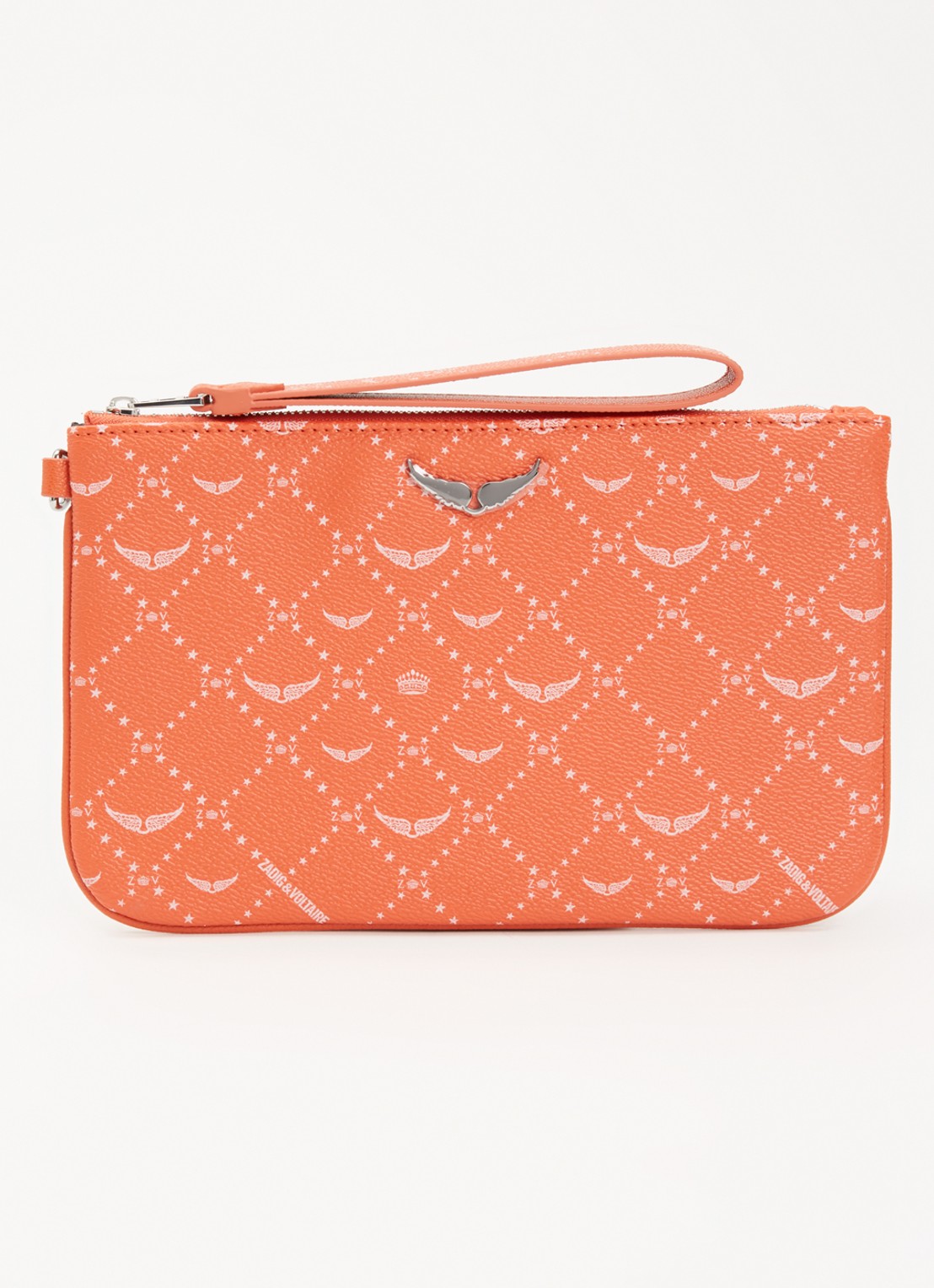 Zadig&Voltaire Z clutch van leer met logoprint - voorkant orange