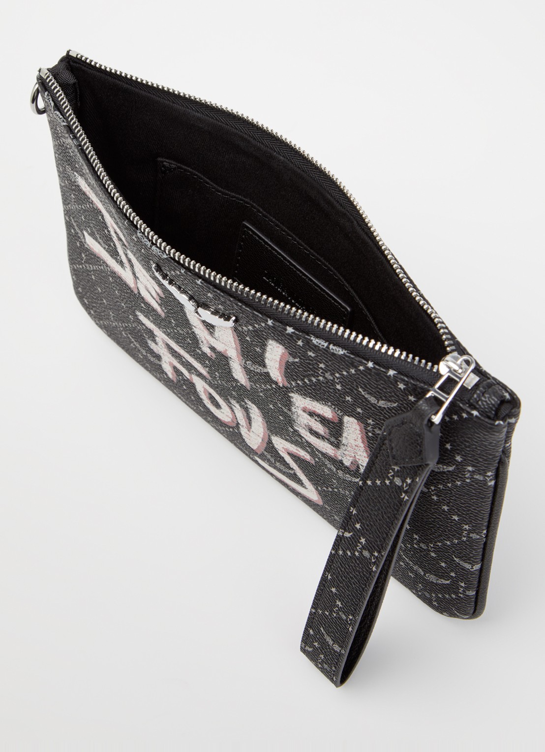 Zadig&Voltaire Z clutch van leer met logoprint - detail 2 zwart