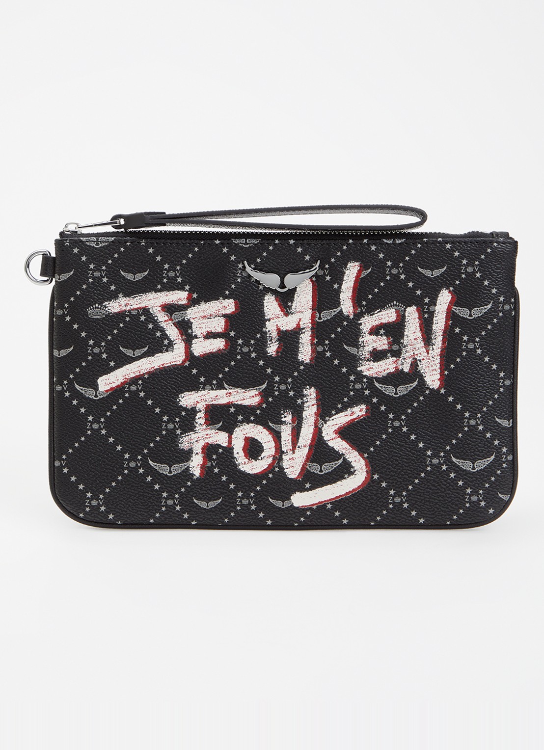 Zadig&Voltaire Z clutch van leer met logoprint - voorkant zwart