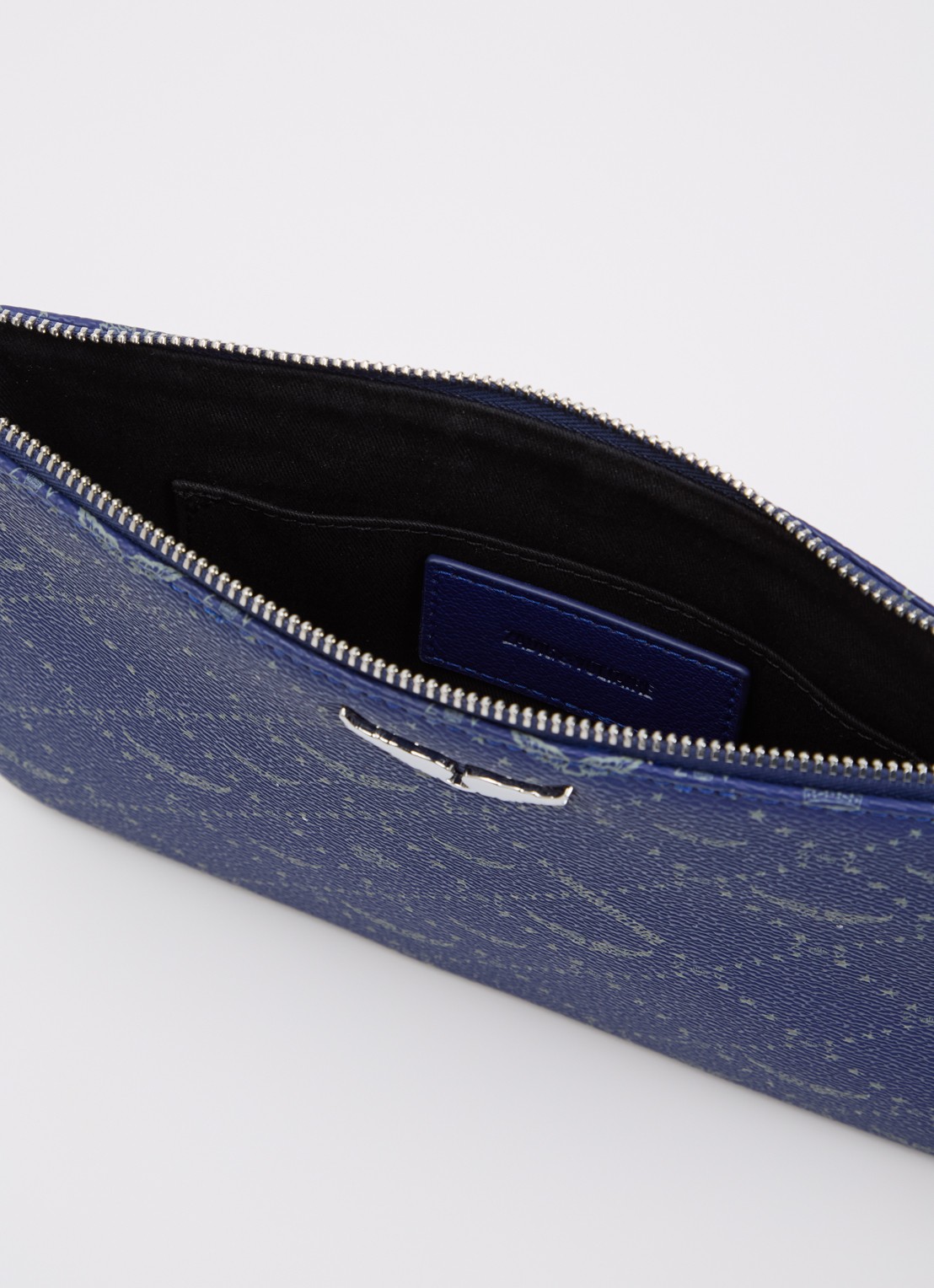 Zadig&Voltaire Z clutch van leer met logoprint - detail donkerblauw