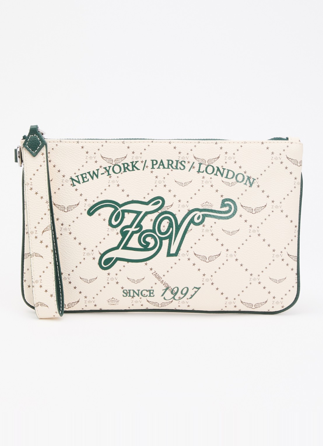 Zadig&Voltaire Z clutch van leer met logoprint - voorkant wit