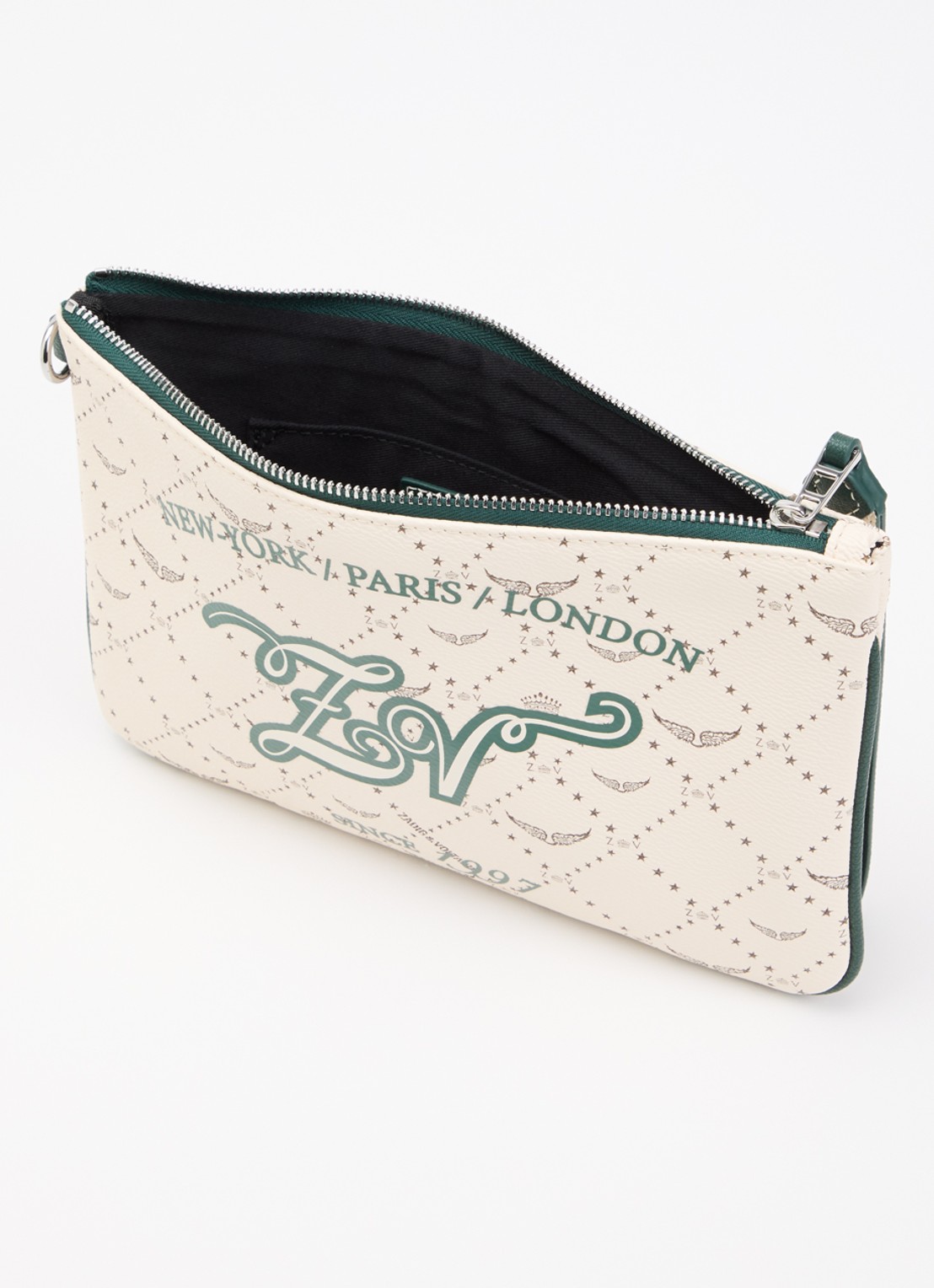 Zadig&Voltaire Z clutch van leer met logoprint - voorkant 2 wit