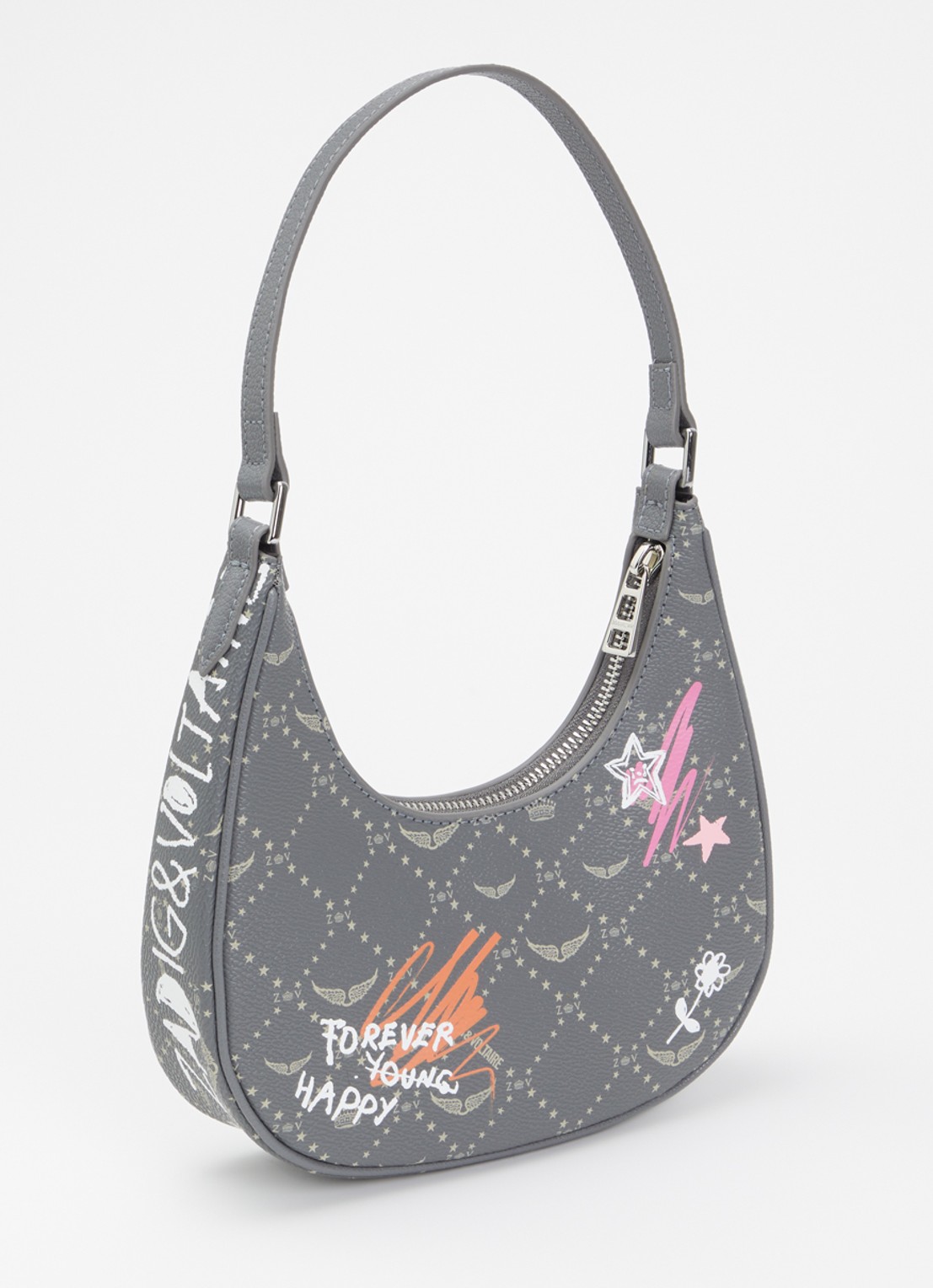 Zadig&Voltaire Z Night Out Monogram schoudertas van imitatieleer  - achterkant 5 grijs