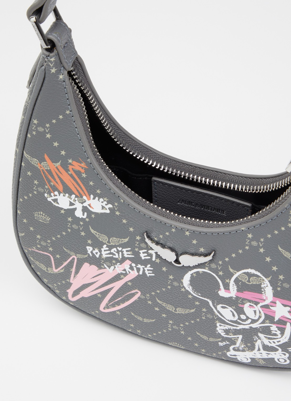 Zadig&Voltaire Z Night Out Monogram schoudertas van imitatieleer  - detail grijs
