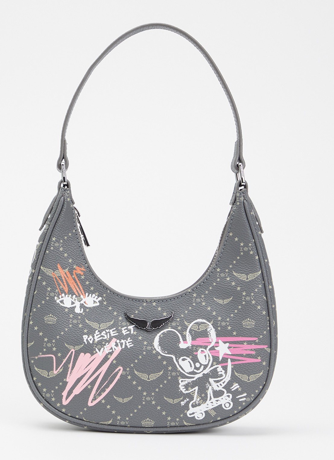 Zadig&Voltaire Z Night Out Monogram schoudertas van imitatieleer  - voorkant 4 grijs