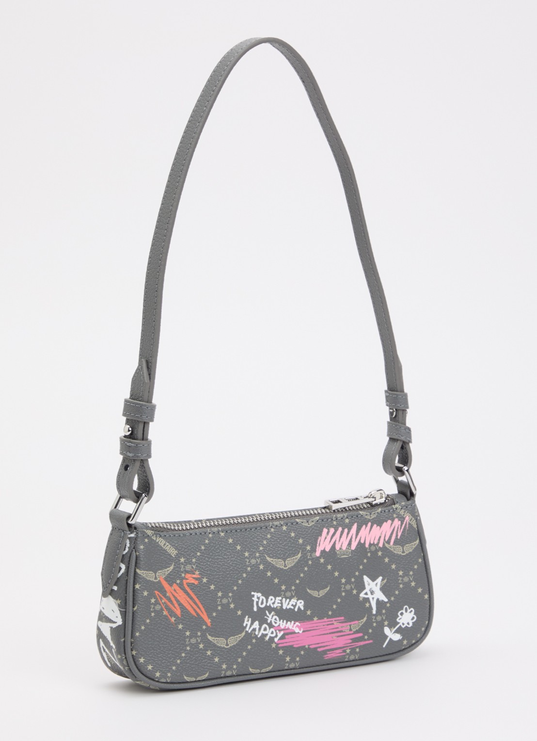 Zadig&Voltaire Z Pocket schoudertas met print - achterkant grijs