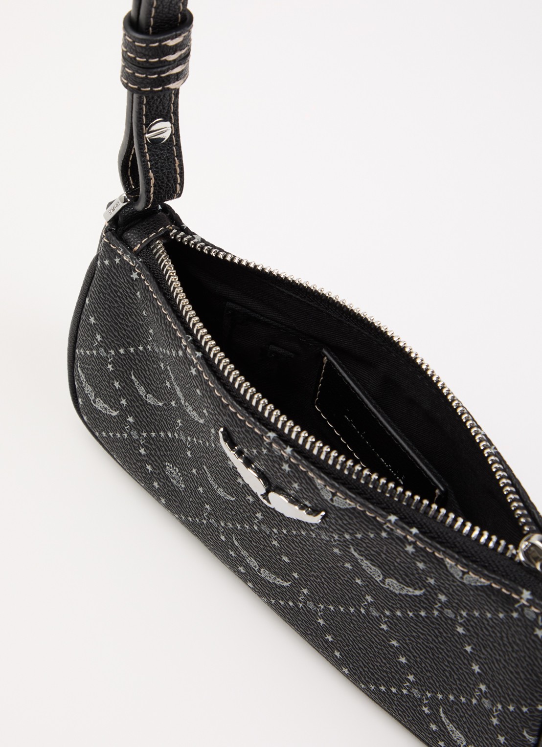 Zadig&Voltaire Z Pocket schoudertas van leer met logoprint - detail 2 zwart