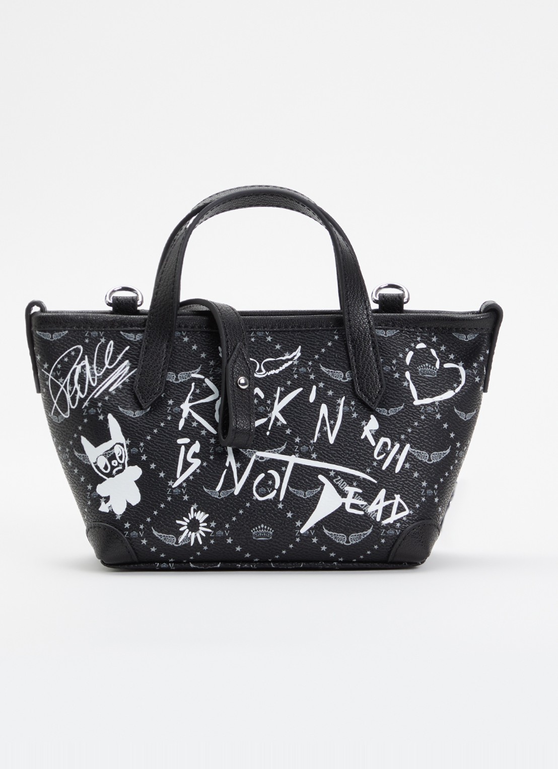 Zadig&Voltaire Z Shopper Nano handtas met logoprint en afneembare schouderriem - voorkant zwart