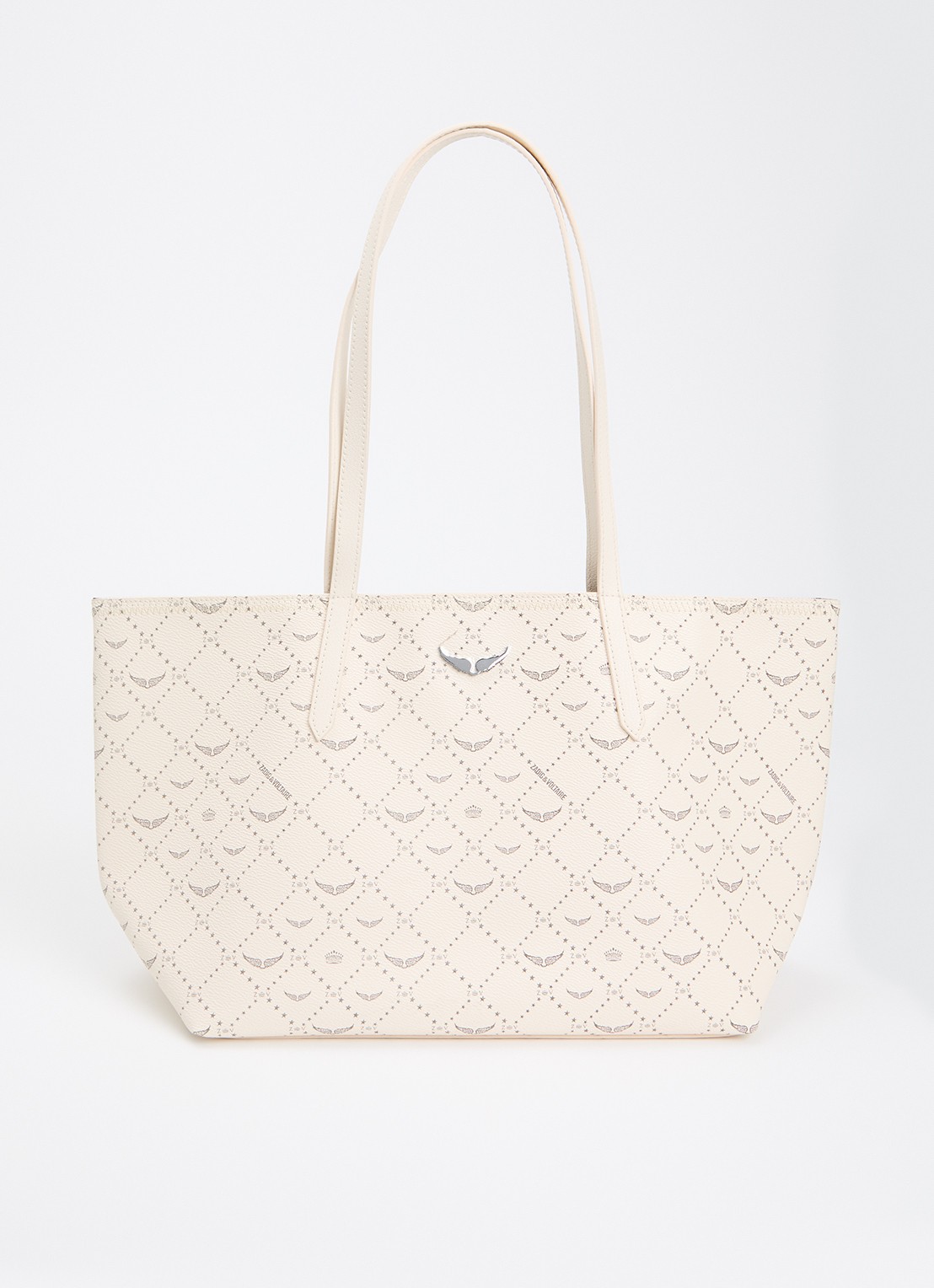 Zadig&Voltaire Z shopper van canvas met logoprint - voorkant 2 gebroken wit