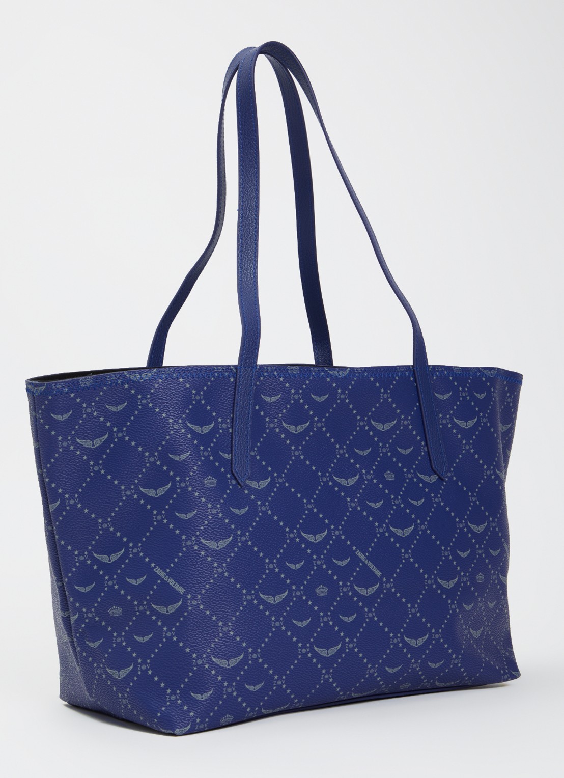 Zadig&Voltaire Z shopper van canvas met logoprint - achterkant kobaltblauw