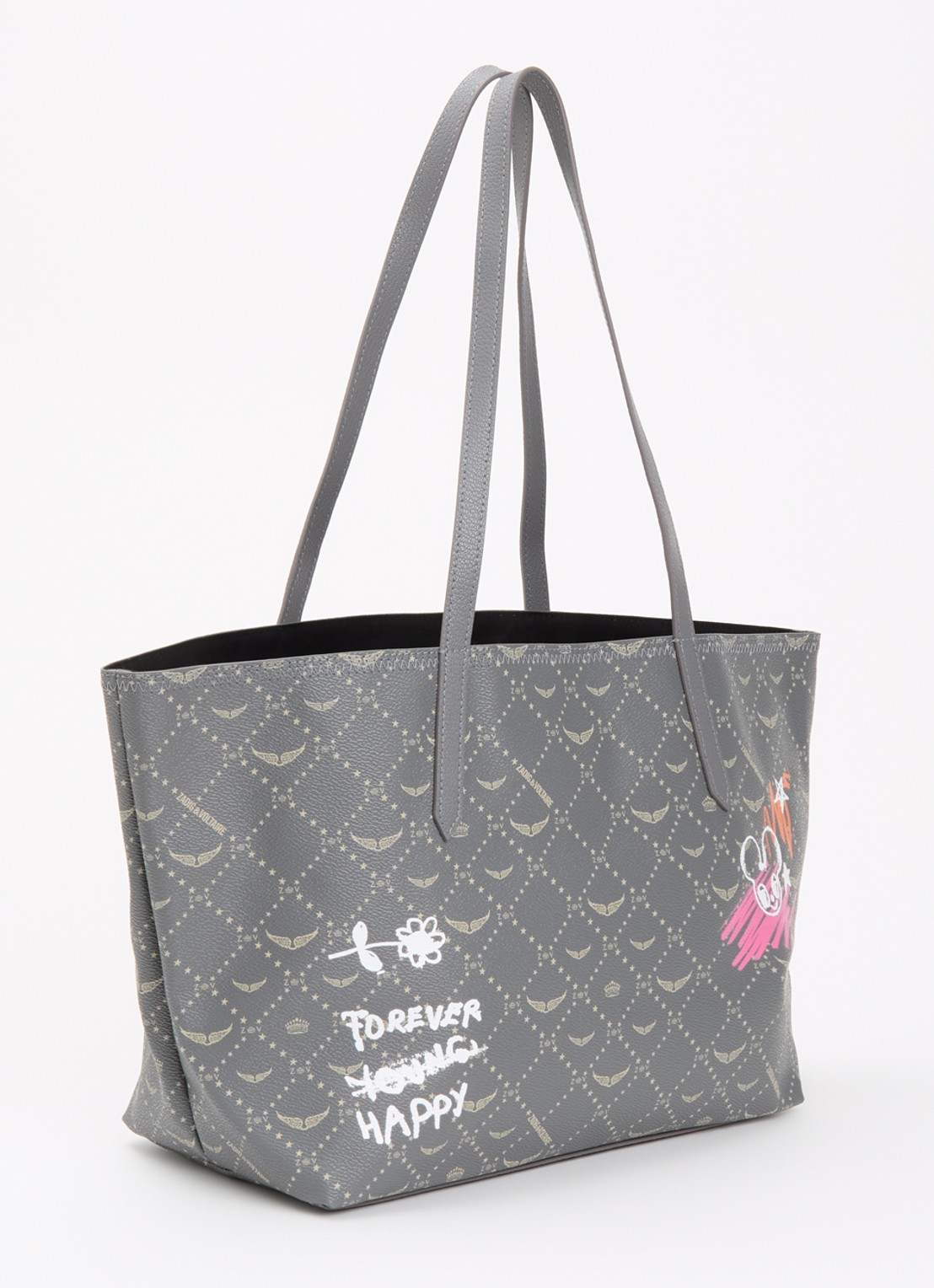 Zadig&Voltaire Z shopper van leer met logoprint - achterkant 2 grijs